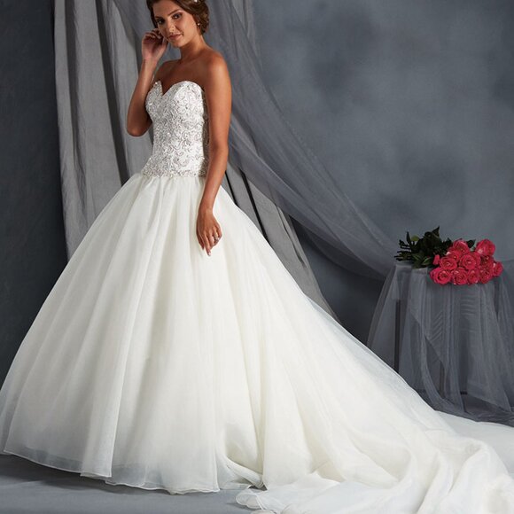 Bridgerton Wedding Dress, light organza ballgown, Size 4, Corset Cathedral Train - Picture 5 of 5